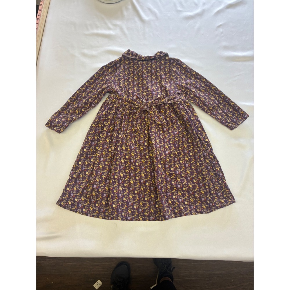 Gymboree Corduroy Floral Dress Girls 4 Purple Long‎ Sleeve Peter Pan Collar 2005 - Picture 6 of 11